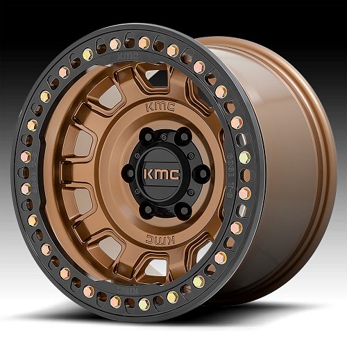 KMC KM236 Tank Beadlock Matte Bronze Custom Truck Wheels 1