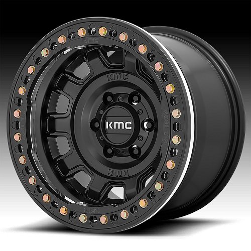 KMC KM236 Tank Beadlock Satin Black Custom Truck Wheels 1