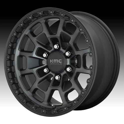 KMC KM718 Summit Satin Black Machined Gray Tint Custom Wheels Rims 1