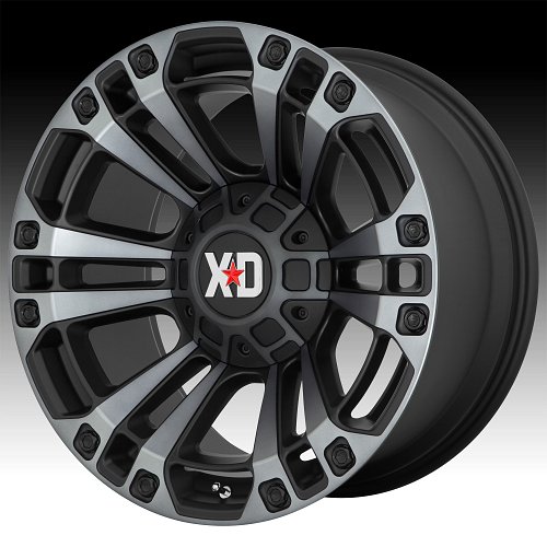 XD Series XD851 Monster 3 Machined Satin Black Gray Tint Custom Wheels Rims 1