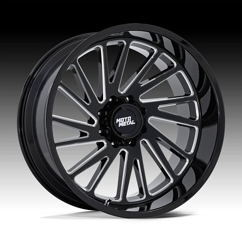 Moto Metal MO811 Combat Gloss Black Milled Custom Truck Wheels 1