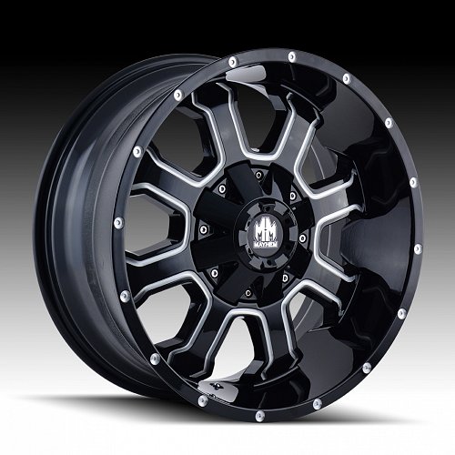 Mayhem Fierce 8103 Gloss Black Milled Custom Wheels Rims 1