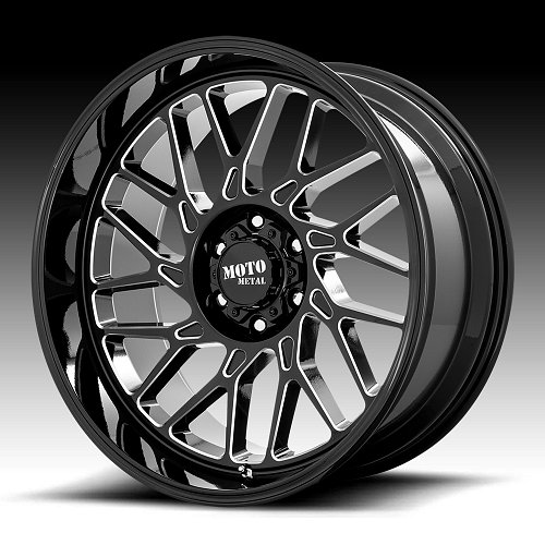 Moto Metal MO805 Predator Gloss Black Milled Custom Truck Wheels Rims 1