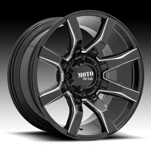 Moto Metal MO804 Spider Gloss Black Milled Custom Truck Wheels Rims 1