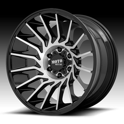 Moto Metal MO807 Shockwave Machined Gloss Black Custom Truck Wheels Rims 1
