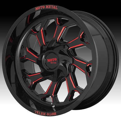 Moto Metal MO999 Reaper Gloss Black Milled Red Tint Custom Wheels Rims 1