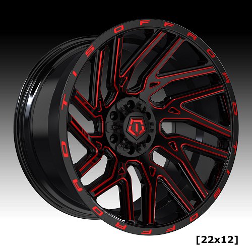 TIS Wheels 554BMR Gloss Black Red Milled Custom Truck Wheels 1