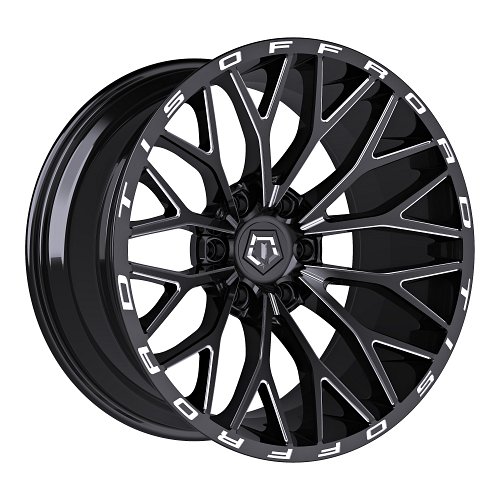 TIS Offroad 566BM Gloss Black Milled Custom Truck Wheels 1