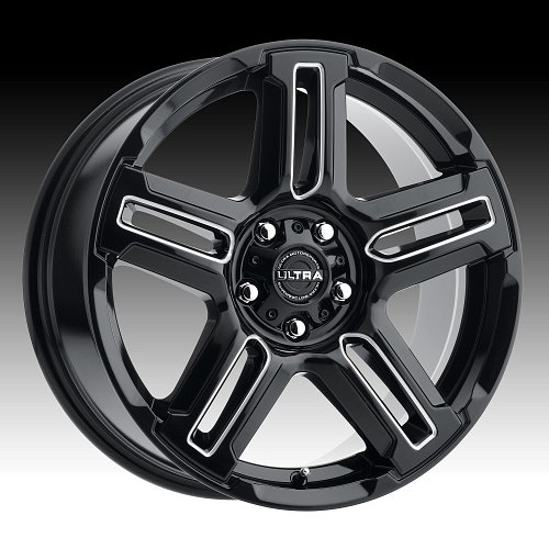 Ultra 258BM Prowler CUV Gloss Black Milled Custom Wheels Rims 1