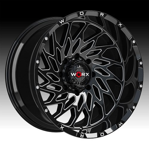 Worx Offroad 820BM Gloss Black Milled Custom Truck Wheels 1