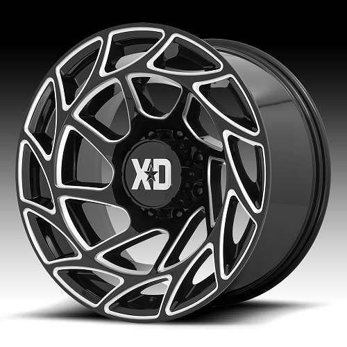 XD Series XD860 Onslaught Gloss Black Milled Custom Truck Wheels Rims 1